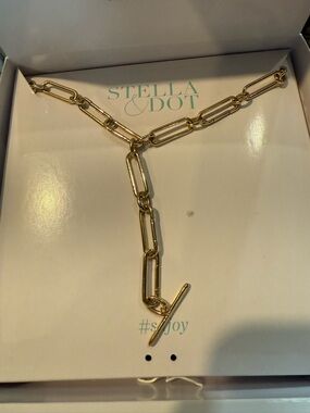 Stella & Dot Momento Convertible Link Necklace Shiny Gold NWT in Box